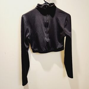 CHEERLEADING.COM  Dancewear black long sleeve half zip crop top fits M